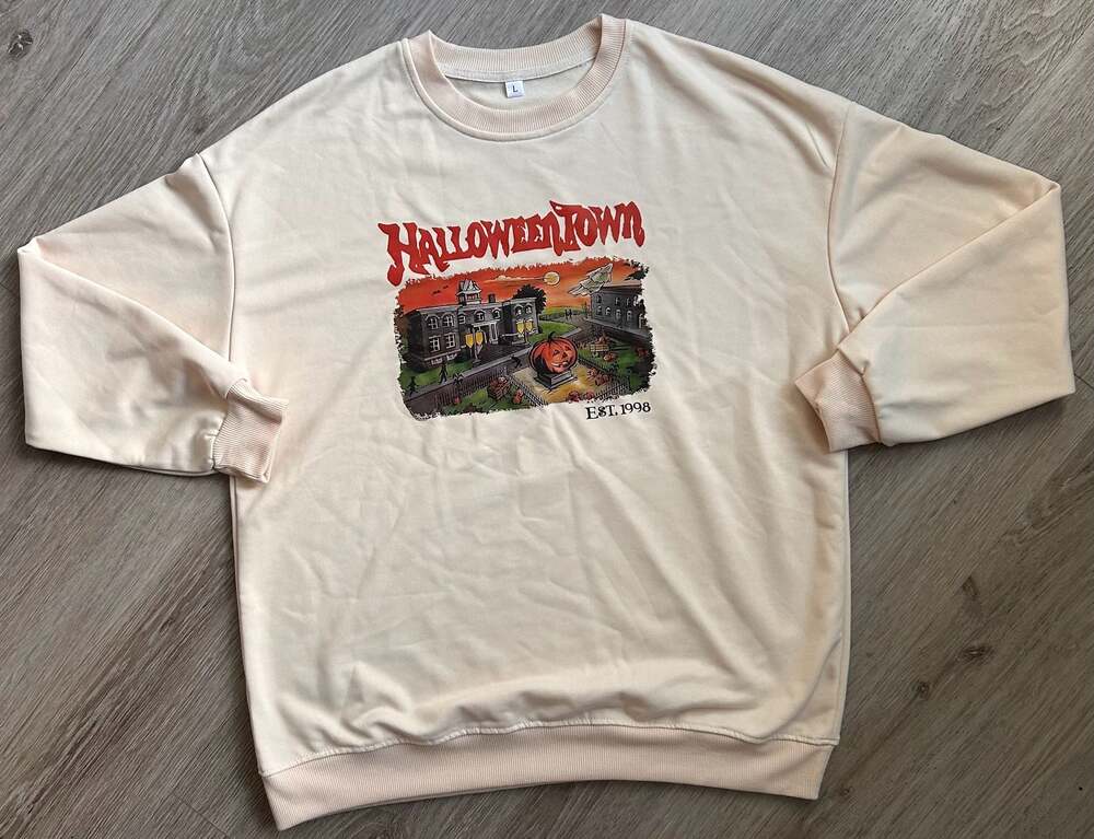 Retro Halloweentown Est 1998 Graphic Sweatshirt Beige Size L